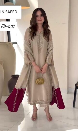 BIN SAEED FB 001 CREAM PAKISTANI KURTI ONLINE SHOPPINGBIN SAEED FB 001 CREAM PAKISTANI KURTI ONLINE SHOPPING