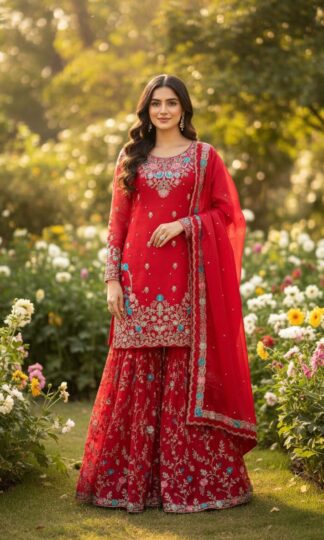 RTC 5956 RED ANARKALI DESIGNER SHARARA SET FOR WOMENRTC 5956 RED ANARKALI DESIGNER SHARARA SET FOR WOMEN