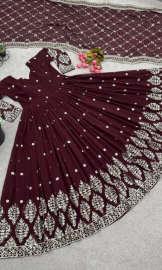 ZF 359 MAROON ANARKALI GOWN WITH PRICEZF 359 MAROON ANARKALI GOWN WITH PRICE