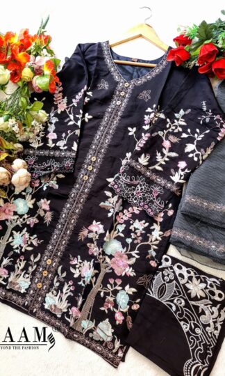 LAAM 1876 BLACK READYMADE PAKISTANI KURTI ONLINELAAM 1876 BLACK READYMADE PAKISTANI KURTI ONLINE