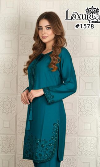 LAXURIA 1578 PEACOCK BLUE PAKISTANI KURTI ONLINE SHOPPINGLAXURIA 1578 PEACOCK BLUE PAKISTANI KURTI ONLINE SHOPPING