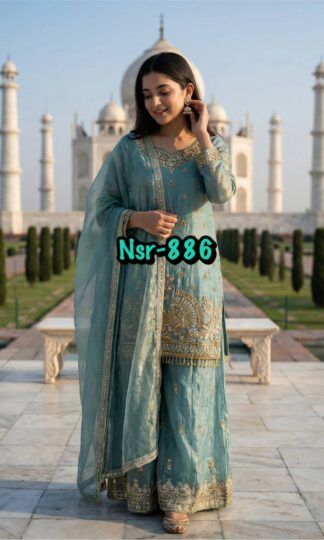 NSR 886 HEAVY EMBROIDERY SEQUENCE WORK TOP-BOTTOM WITH DUPATTA SETNSR 886 HEAVY EMBROIDERY SEQUENCE WORK TOP-BOTTOM WITH DUPATTA SET
