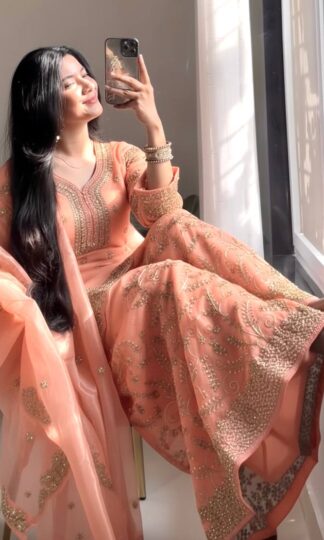PD1139 ORANGE LUXURY PLAZZO PAKISTANI SUITSPD1139 ORANGE LUXURY PLAZZO PAKISTANI SUITS