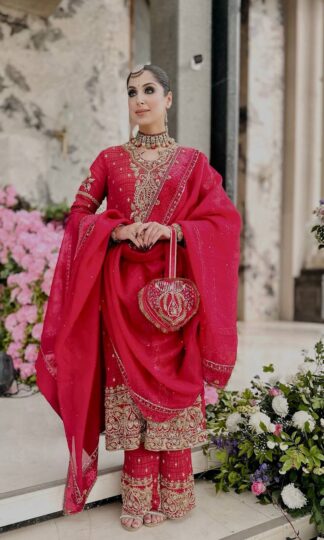 SRK 5327 RED PAKISTANI SALWAR SUITS FOR EID COLLECTIONSRK 5327 RED PAKISTANI SALWAR SUITS FOR EID COLLECTION