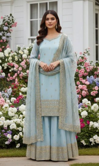 DHK 1374 DESIGNER TOP PALZZO DUPATTA SET FOR WEDDINGDHK 1374 DESIGNER TOP PALZZO DUPATTA SET FOR WEDDING