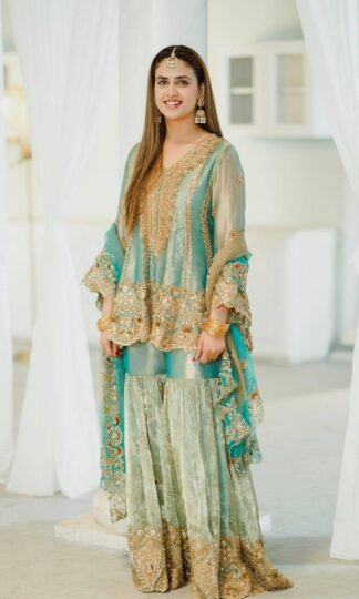LC 1442 EMBROIDERED PAKISTANI KURTA PALZZO SET FOR EIDLC 1442 EMBROIDERED PAKISTANI KURTA PALZZO SET FOR EID