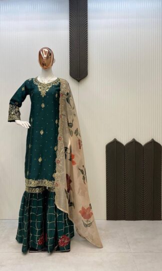 LG 1946 DESIGNER CHINON SEQUINS EMBROIDERY FULL FAIR PAKISTANI SHARARA SUITSLG 1946 DESIGNER CHINON SEQUINS EMBROIDERY FULL FAIR PAKISTANI SHARARA SUITS