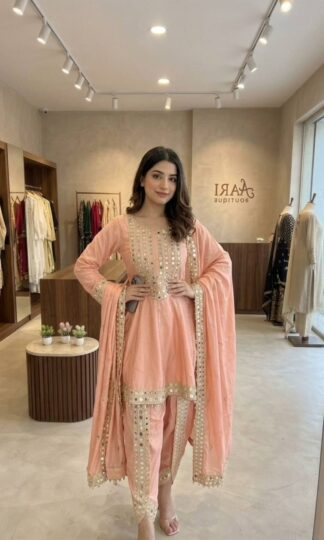 LG 2071 PAKISTANI TOP, TULIP DHOTI AND DUPATTA WITH MIRROR WORKLG 2071 PAKISTANI TOP, TULIP DHOTI AND DUPATTA WITH MIRROR WORK