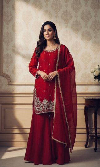 LG 2072 RED PAKISTANI TOP PALZZO WITH DUPATTA SET ONLINELG 2072 RED PAKISTANI TOP PALZZO WITH DUPATTA SET ONLINE
