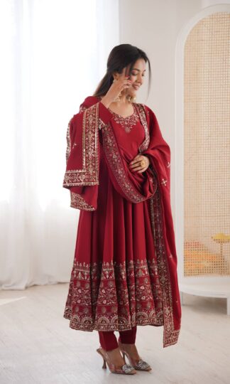 ZF 5016 RED ANARKALI GOWN WITH DUPATTA FOR EID COLLECTIONZF 5016 RED ANARKALI GOWN WITH DUPATTA FOR EID COLLECTION