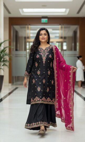 LC 1464 BLACK READYMADE KURTI & PLAZZO SET WITH PRICELC 1464 BLACK READYMADE KURTI & PLAZZO SET WITH PRICE
