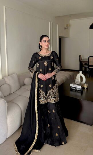 LC 1465 BLACK PAKISTANI KURTI & PLAZZO SET WITH PRICELC 1465 BLACK PAKISTANI KURTI & PLAZZO SET WITH PRICE