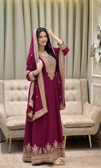 AC 7099 PAKISTANI EMBROIDERY WORK GOWN WITH DUPATTA SET WHOLESALEAC 7099 PAKISTANI EMBROIDERY WORK GOWN WITH DUPATTA SET WHOLESALE