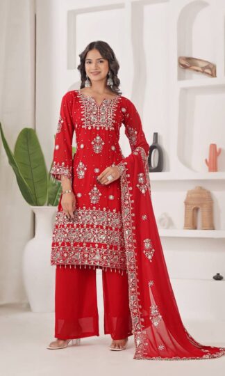 JD 588 RED KURTI PLAZZO & DUPATTA SUPPLIER SURATJD 588 RED KURTI PLAZZO & DUPATTASUPPLIER SURAT