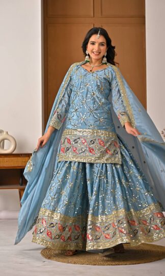 MD 3092 BLUE DESIGNER SHARARA SUITS ONLINE WHOLESALEMD 3092 BLUE DESIGNER SHARARA SUITS ONLINE WHOLESALE