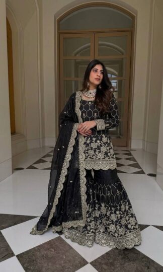 SR 1712 BLACK PAKISTANI SHARARA SUIT WITH DUPATTA SET ONLINE WHOLESALESR 1712 BLACK PAKISTANI SHARARA SUIT WITH DUPATTA SET ONLINE WHOLESALE