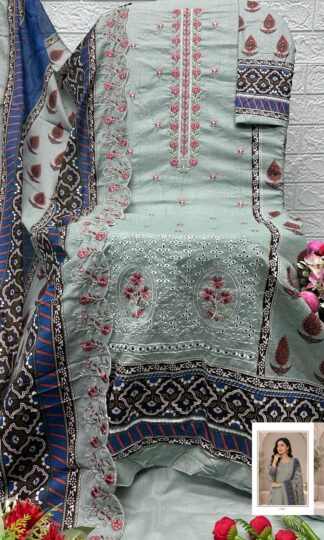SHRADDHA BIN SAEED VOL 17 PAKISTANI SUITS ONLINE WHOLESALETop: Pure Cotton With SELF EMBROIDERY 🔹Bottom- Cotton print Solid 🔹Dupp: Cotton Mal-Mal Box Pallu EMBROIDERY Dupatta WITH CUT WORK