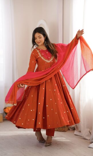 ZF 5023 EMBROIDERED ANARKALI GOWN WITH MIRROR WORK ONLINE SUPPLIERZF 5023 EMBROIDERED ANARKALI GOWN WITH MIRROR WORK ONLINE SUPPLIERÂ