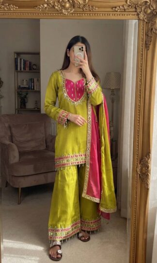 SRK 5361 MIRROR TOP BOTTOM & DUPATTA WHOLESALE IN INDIA5361 TOP BOTTOM & DUPATTA WHOLESALE IN INDIA