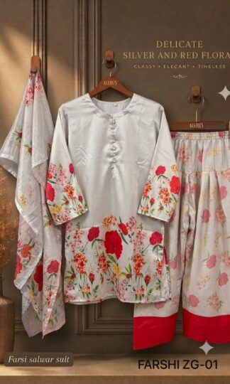 THE LIBAS COLLECTION ZG 01 FARSHI PAKISTANI SUITS WHOLESALETHE LIBAS COLLECTION ZG Readymade Farshi Pakistani Suit in Imported Satin Blend Premium Quality