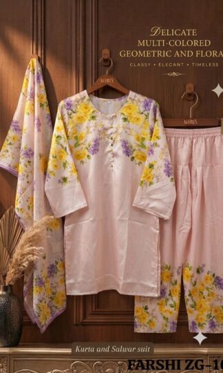 THE LIBAS COLLECTION ZG 10 PAKISTANI SUITS WHOLESALE ETHNIC WEARTHE LIBAS COLLECTION ZG Readymade Farshi Pakistani Suit in Imported Satin Blend Premium Quality