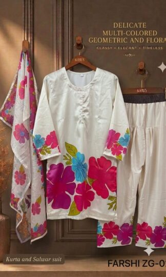 THE LIBAS COLLECTION ZG 02 READYMADE FARSHI PAKISTANI SUITS ONLINETHE LIBAS COLLECTION ZG Readymade Farshi Pakistani Suit in Imported Satin Blend Premium Quality