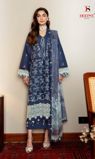 DEEPSY 2183 JADE COUTURE PAKISTANI COTTON SUITS FOR WOMENDEEPSY 2183 JADE COUTURE Unstitched Pure Pakistani Lawn Cotton Suit with Heavy Self Embroidery and Attached Embroidered Patches