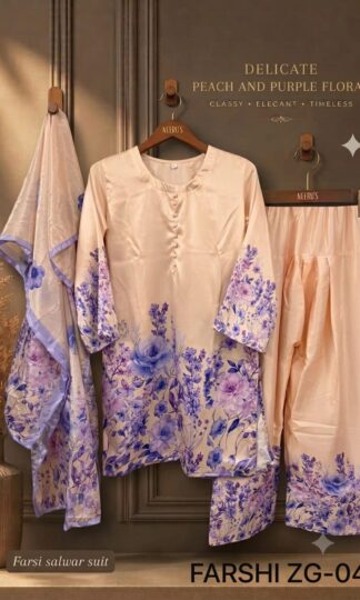 THE LIBAS COLLECTION ZG 04 DESIGNER FARSHI PAKISTANI SUITSTHE LIBAS COLLECTION ZG Readymade Farshi Pakistani Suit in Imported Satin Blend Premium Quality