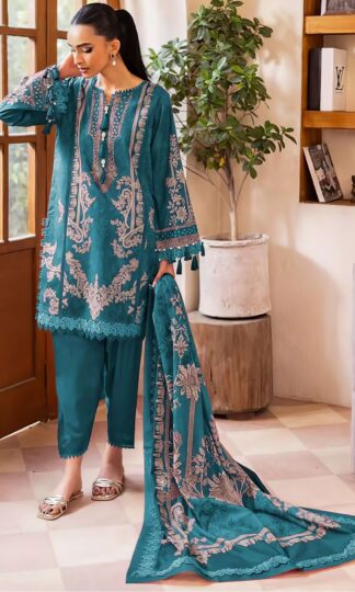 ALZOHAIB AZ 1576 PAKISTANI SUITS SUPPLIER IN SURATALZOHAIB AZ 1576 Unstitched Pure Cotton Pakistani Suit with Patch Work Wholesale