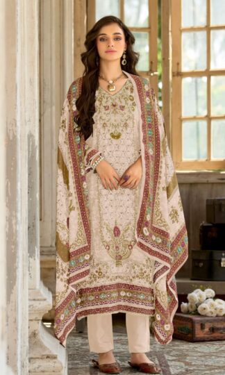 AMRUTVELA AT229 B PAKISTANI SUITS ONLINE INDIAAMRUTVELA AT229 B Unstitched Pure Viscose Maslin Pakistani Suit with Digital Print Aari and Hand Work