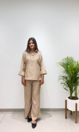 BE 485 DESIGNER CORD SET WITH EMBROIDERED SHRUGBE 485 DESIGNER CORD SET WITH EMBROIDERED SHRUG