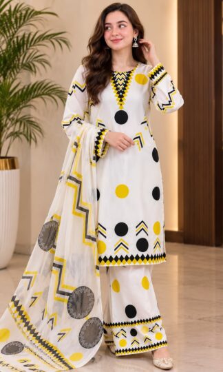 THE LIBAS COLLECTION M.UMAR TOP PLAZZO DUPATTA WHOLESALETHE LIBAS COLLECTION M. UMAR Readymade Pakistani Suit with Top Farshi Palazzo Dupatta in Imported Malai Satin Digital Print