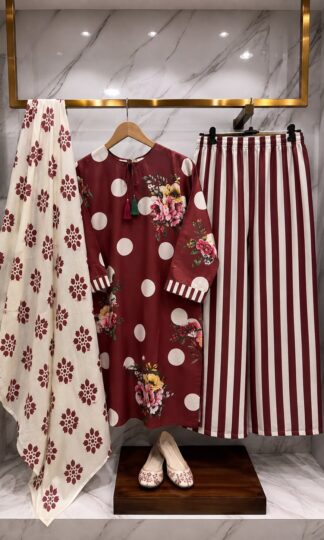 THE LIBAS COLLECTION WHOLESALE PAKISTANI SUITSTHE LIBAS COLLECTION M. UMAR Readymade Pakistani Suit with Top Farshi Palazzo Dupatta in Imported Malai Satin Digital Print