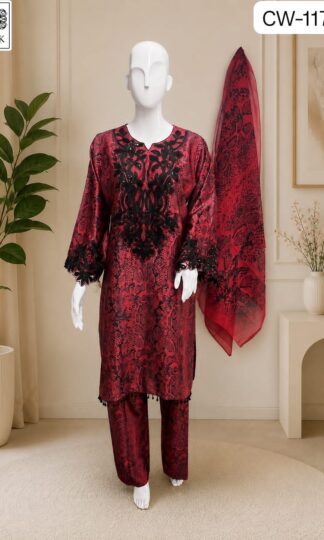 MUSHK BY SHRADDHA CW 1178 LADIE PAKISTANI SUITS WHOLESALEMUSHK BY SHRADDHA DESIGNER CW 1178 Unstitched Viscose Satin Silk Pakistani Suit Online