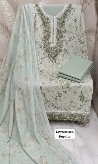 THE LIBAS COLLECTION COTTON EMBROIDERED PAKISTANI SUITSTHE LIBAS COLLECTION Unstitched Soft Cotton Embroidered Pakistani Suit with Neck and Daman Shirt