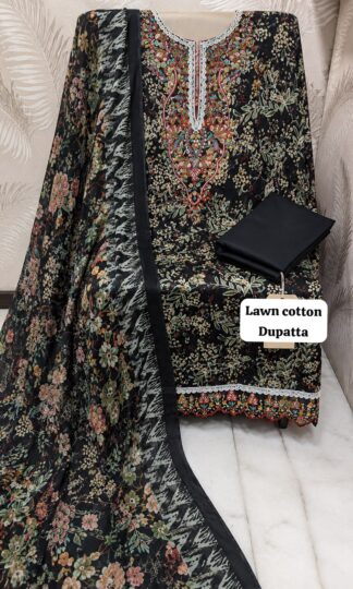 THE LIBAS COLLECTION LAWN PAKISTANI SUITS ONLINE SHOPPINGTHE LIBAS COLLECTION Unstitched Soft Cotton Embroidered Pakistani Suit with Neck and Daman Shirt