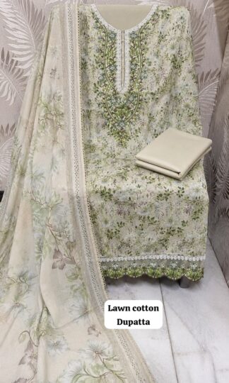 THE LIBAS COLLECTION PAKISTANI SUITS WHOLESALE SURAT MARKETTHE LIBAS COLLECTION Unstitched Soft Cotton Embroidered Pakistani Suit with Neck and Daman Shirt