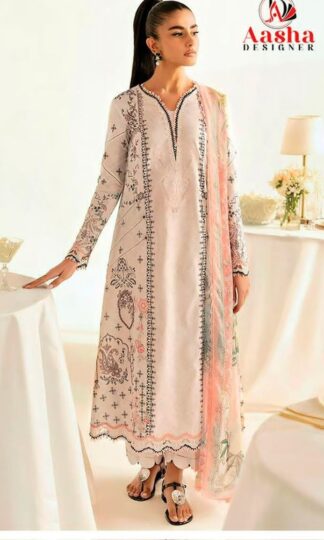 AASHA DESIGNER 1182 A PAKISTANI COTTON SUITS ONLINEAASHA DESIGNER 1182 A Unstitched Pure Cotton Pakistani Suit with Exclusive Print and 2 Patch Embroidery
