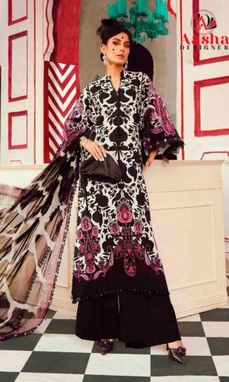 AASHA DESIGNER 1206 B PAKISTANI SUITS ONLINE SUPPLIERAASHA DESIGNER 1206 B Unstitched Pure Cotton Print Pakistani Suit with Exclusive 2 Patch Embroidery