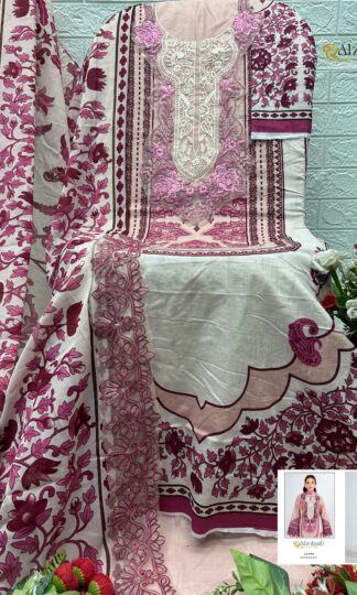 ALZOHAIB AZ 1594 PAKISTANI SUITS WHOLESALE INDIAALZOHAIB AZ 1594 Unstitched Pure Cotton Pakistani Suit with Patch Work Wholesale India