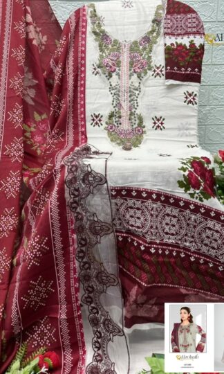 ALZOHAIB AZ 1602 PAKISTANI SUITS SUPPLIER INDIAALZOHAIB AZ 1602 Unstitched Pure Cotton Pakistani Suit with Patch Work Wholesale India