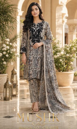 MUSHK BY SHRADDHA DESIGNER CW 1178 PAKISTANI SUITS ONLINEMUSHK BY SHRADDHA DESIGNER CW 1178 Unstitched Viscose Satin Silk Pakistani Suit Online