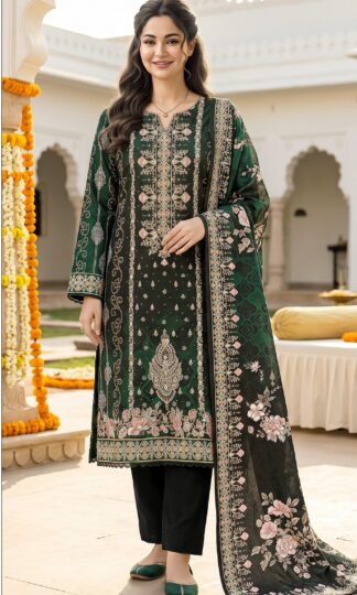 SHREE FABS KT 372 DESIGNER PAKISTANI SUITS ONLINE INDIASHREE FABS KT 372 Unstitched Pure Viscose Maslin Pakistani Suit with Digital Print and Hand Work