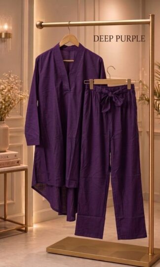 THE LIBAS COLLECTION DEEP PURPLE ROYALTY PAKISTANI STYLE UP & DOWN CO ORD SETTHE LIBAS COLLECTION Deep Purple Royalty Pakistani Style Up & Down Co-Ord Set XL XXL