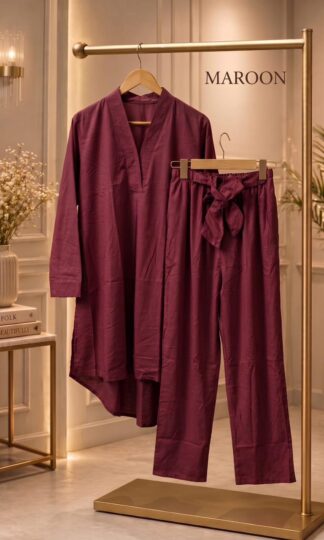 THE LIBAS COLLECTION MAROON ROYALTY PAKISTANI STYLE UP & DOWN CO ORD SETTHE LIBAS COLLECTION Maroon Royalty Pakistani Style Up & Down Co-Ord Set XL XXL
