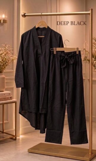 THE LIBAS COLLECTION DEEP BLACK ROYALTY PAKISTANI STYLE UP & DOWN CO ORD SETTHE LIBAS COLLECTION Deep Black Royalty Pakistani Style Up & Down Co-Ord Set XL XXL