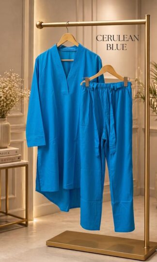 THE LIBAS COLLECTION CERULEAN BLUE ROYALTY PAKISTANI STYLE UP & DOWN CO ORD SETTHE LIBAS COLLECTION Cerulean Blue Royalty Pakistani Style Up & Down Co-Ord Set XL XXL