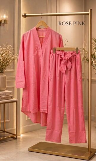 THE LIBAS COLLECTION ROSE PINK ROYALTY PAKISTANI STYLE UP & DOWN CO ORD SETTHE LIBAS COLLECTION Rose Pink Royalty Pakistani Style Up & Down Co-Ord Set XL XXL