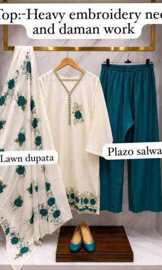 THE LIBAS COLLECTION M.UMAR EMBROIDERY NECK DAMAN PAKISTANI KURTITHE LIBAS COLLECTION M. UMAR Heavy Reyon Cotton Pakistani Kurti with Embroidered Neck Top and Daman XL XXL