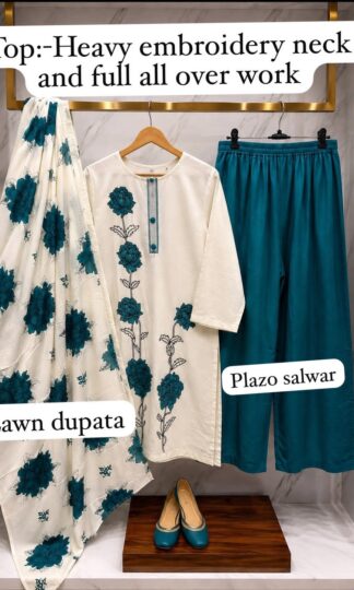 THE LIBAS COLLECTION M.UMAR EMBROIDERY NECK DAMAN PAKISTANI KURTITHE LIBAS COLLECTION M. UMAR Heavy Reyon Cotton Pakistani Kurti with Embroidered Neck Top and Daman XL XXL